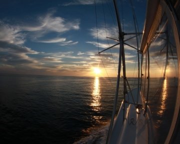 View of sunset from the boat